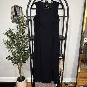 Maggy London black cocktail dress with slit on the side